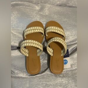 Universal Thread Braided Double Strap Slide Sandals – Cream, Size 7.5 (NWT)
